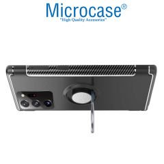 Microcase Samsung Galaxy Note 20 Ultra Yüzük standlı Armor Silikon Kılıf - Siyah