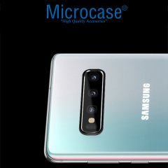 Microcase Samsung Galaxy S10 Plus Kamera Lens Koruma Halkası - Açık Tasarım Siyah