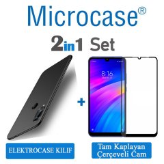 Xiaomi Redmi 7 Elektrocase Silikon Kılıf + Tam Kaplayan Cam