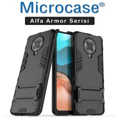 Microcase Xiaomi Poco F2 Pro - Redmi K30 Pro Alfa Serisi Armor Standlı Perfect Koruma Kılıf - Siyah