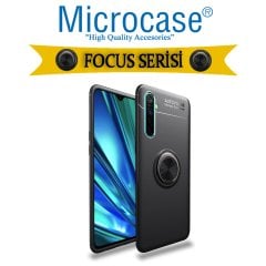 Microcase Realme XT Focus Serisi Yüzük Standlı Silikon Kılıf - Siyah