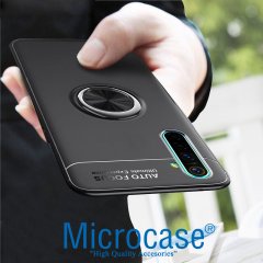 Microcase Realme XT Focus Serisi Yüzük Standlı Silikon Kılıf - Siyah