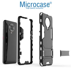Microcase Xiaomi Poco F2 Pro - Redmi K30 Pro Alfa Serisi Armor Standlı Perfect Koruma Kılıf - Siyah