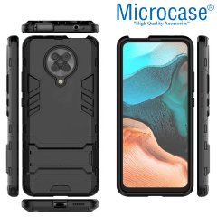 Microcase Xiaomi Poco F2 Pro - Redmi K30 Pro Alfa Serisi Armor Standlı Perfect Koruma Kılıf - Siyah