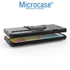 Microcase Xiaomi Mi Note 10 Lite Batman Serisi Yüzük Standlı Armor Kılıf - Siyah