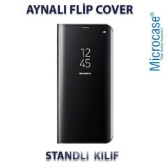 Microcase Xiaomi Redmi 8 Aynalı Kapak Clear View Flip Cover Mirror Kılıf - Siyah