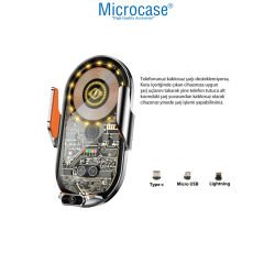 Microcase Araç İçi 360 Dönerli Manyetik Sensörlü Wireless Kablosuz Şarj Özellikli Telefon Tutucu - AL4328
