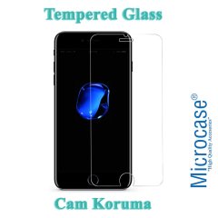 Microcase iPhone 8 Plus Fabrik Serisi Kumaş ve Deri Desen Kılıf - Gri + Tempered Glass Cam Koruma