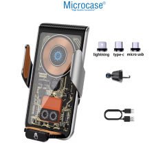 Microcase L9 Araç İçi 360 Dönerli Manyetik Sensörlü Wireless Kablosuz Şarj Özellikli Telefon Tutucu - AL4329