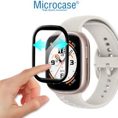 Microcase Honor Watch 4 Tam Kaplayan Kavisli Ekran Koruyucu 3D Pet Film - Siyah AL3385