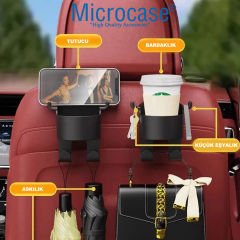 Microcase Oto Araç Bardak ve Telefon Tutucu Eşya Poşet Şemsiye Askılığı 3in1 Set AL4463