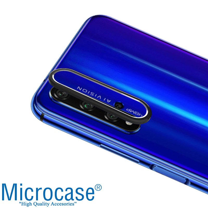 Microcase Huawei Honor 20 - Nova 5T Kamera Lens Koruma Halkası - Açık Tasarım Siyah