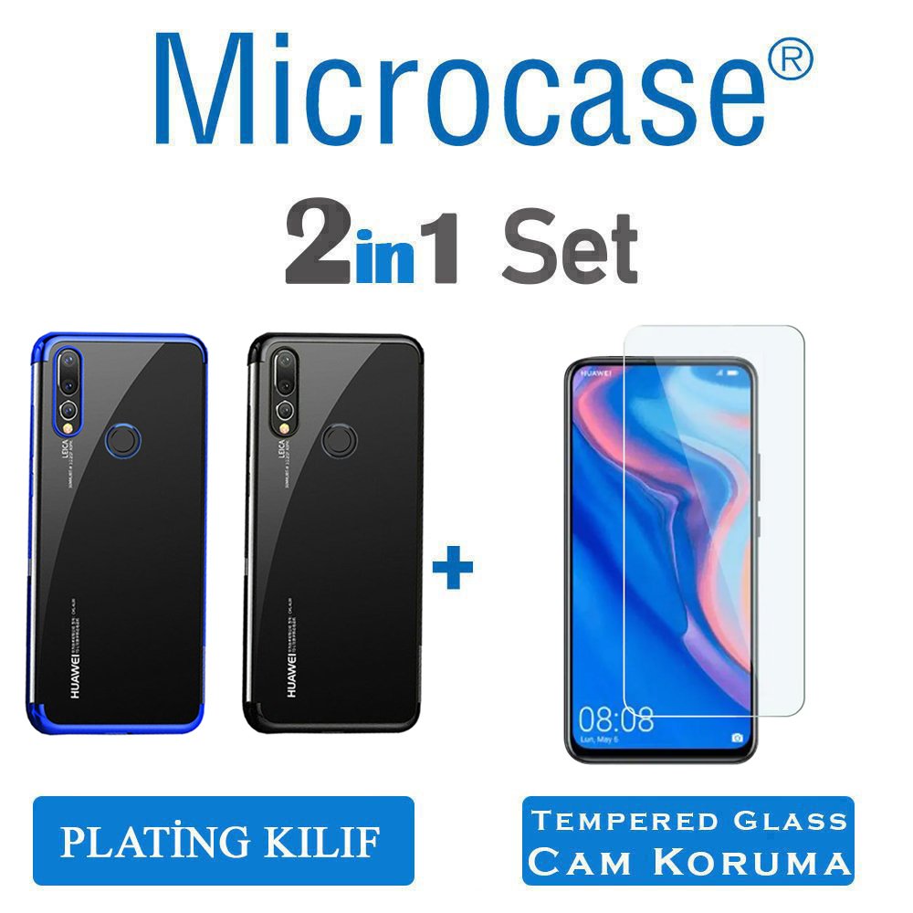 Microcase Huawei Y9 Prime 2019 Plating Series Silikon Kılıf + Tempered Glass Cam Koruma (SEÇENEKLİ)
