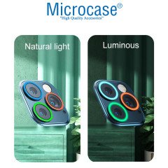 Microcase iPhone 12 Pro Max Fosfor Işıklı Kamera Camı Lens Koruyucu Halka Set - Beyaz AL2883