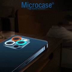 Microcase iPhone 12 Pro Max Fosfor Işıklı Kamera Camı Lens Koruyucu Halka Set - Beyaz AL2883