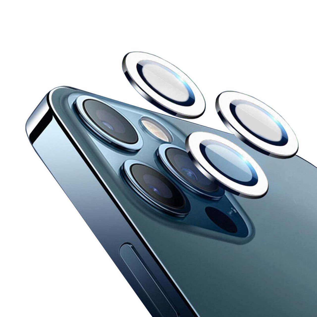 Microcase iPhone 12 Pro Max Fosfor Işıklı Kamera Camı Lens Koruyucu Halka Set - Beyaz AL2883