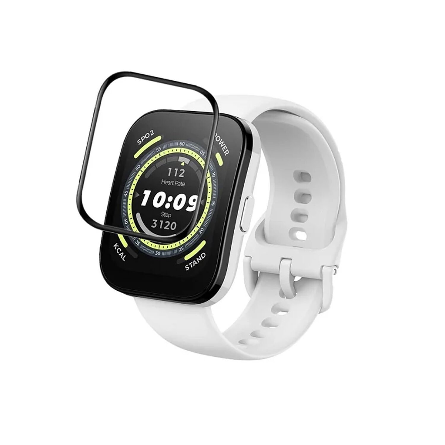 Microcase Amazfit Active Tam Kaplayan Kavisli Ekran Koruyucu 3D Pet Film - Siyah AL3385