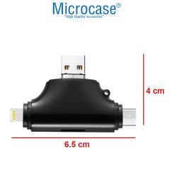 Microcase Android Type-C Lightning SD Kart Okuyucu - Siyah AL2743