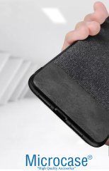 Microcase iPhone X - iPhone XS Fabrik Serisi Kumaş ve Deri Desen Kılıf - Siyah