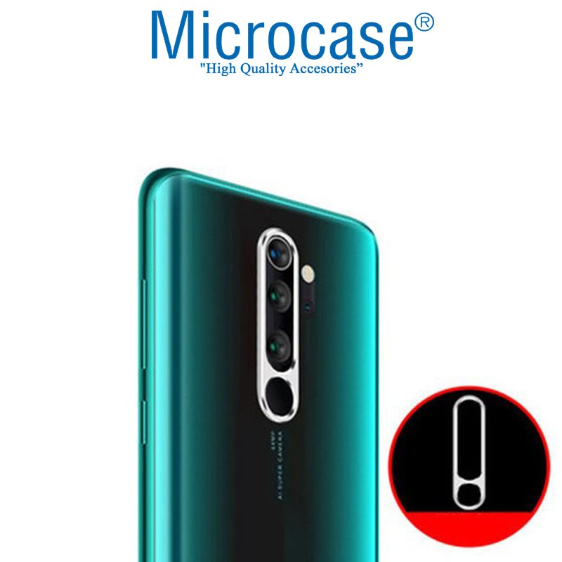 Microcase Xiaomi Redmi Note 8 Pro Kamera Lens Koruma Halkası - Açık Tasarım Gümüş