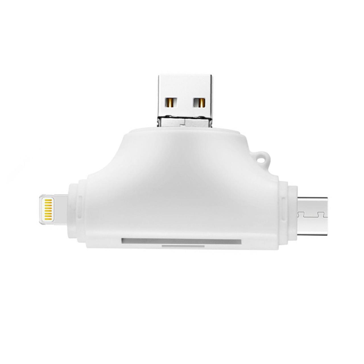 Microcase Android Type-C Lightning SD Kart Okuyucu - Beyaz AL2743