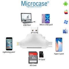 Microcase Android Type-C Lightning SD Kart Okuyucu - Beyaz AL2743