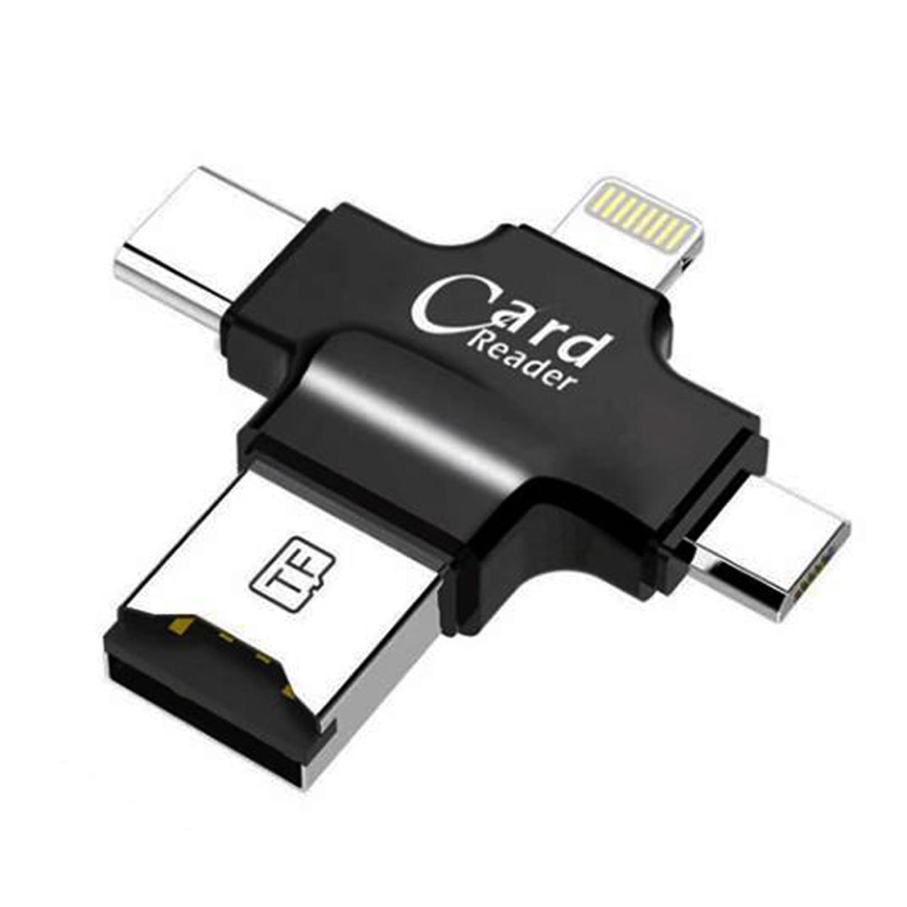 Microcase Android Type-C Lightning SD Kart Okuyucu - Siyah AL2744