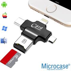 Microcase Android Type-C Lightning SD Kart Okuyucu - Siyah AL2744