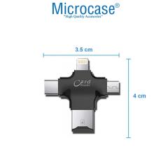 Microcase Android Type-C Lightning SD Kart Okuyucu - Siyah AL2744