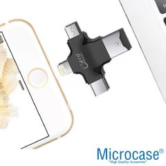 Microcase Android Type-C Lightning SD Kart Okuyucu - Siyah AL2744