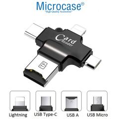 Microcase Android Type-C Lightning SD Kart Okuyucu - Siyah AL2744
