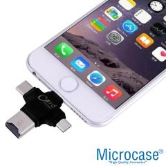 Microcase Android Type-C Lightning SD Kart Okuyucu - Siyah AL2744