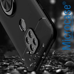 Microcase Xiaomi Redmi Note 9 Focus Serisi Yüzük Standlı Silikon Kılıf - Siyah