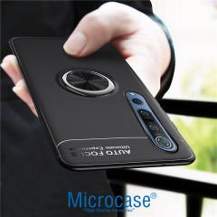 Microcase Xiaomi Redmi Note 9 Focus Serisi Yüzük Standlı Silikon Kılıf - Siyah