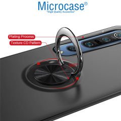 Microcase Xiaomi Redmi Note 9 Focus Serisi Yüzük Standlı Silikon Kılıf - Siyah