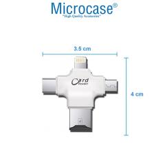 Microcase Android Type-C Lightning SD Kart Okuyucu - Beyaz AL2744