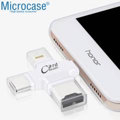 Microcase Android Type-C Lightning SD Kart Okuyucu - Beyaz AL2744