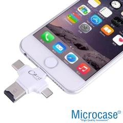 Microcase Android Type-C Lightning SD Kart Okuyucu - Beyaz AL2744