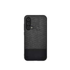 Microcase OnePlus Nord CE 5G Fabrik Serisi Kumaş ve Deri Desen Kılıf - Siyah