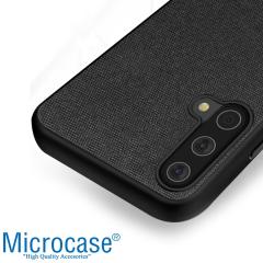 Microcase OnePlus Nord CE 5G Fabrik Serisi Kumaş ve Deri Desen Kılıf - Siyah