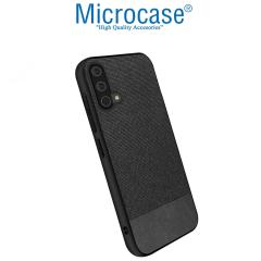 Microcase OnePlus Nord CE 5G Fabrik Serisi Kumaş ve Deri Desen Kılıf - Siyah