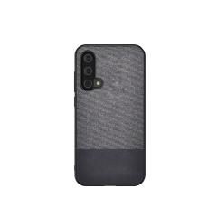Microcase OnePlus Nord CE 5G Fabrik Serisi Kumaş ve Deri Desen Kılıf - Gri