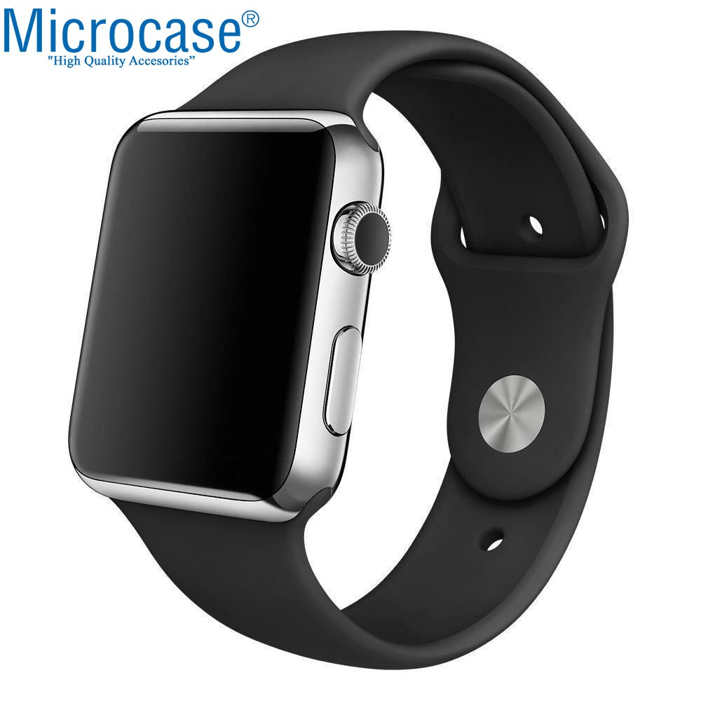 Microcase Apple Watch Seri 5 40 mm için Silikon Kordon Kayış - Siyah