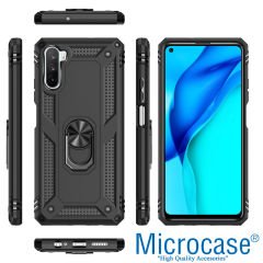 Microcase Huawei Mate 40 Lite Anka Serisi Yüzük Standlı Armor Kılıf - Siyah