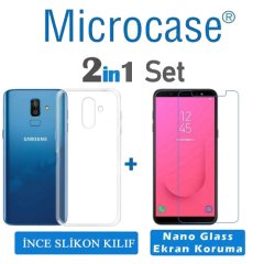 Microcase Samsung Galaxy J8 İnce Silikon Kılıf + Ekran Koruma
