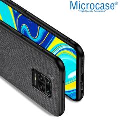 Microcase Xiaomi Redmi Note 10 Lite Fabrik Serisi Kumaş ve Deri Desen Kılıf - Siyah
