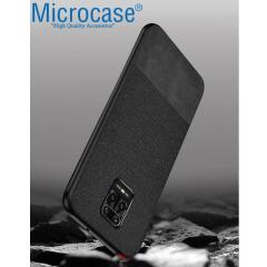 Microcase Xiaomi Redmi Note 10 Lite Fabrik Serisi Kumaş ve Deri Desen Kılıf - Siyah