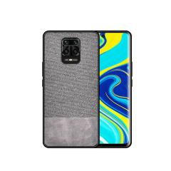 Microcase Xiaomi Redmi Note 10 Lite Fabrik Serisi Kumaş ve Deri Desen Kılıf - Gri