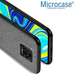 Microcase Xiaomi Redmi Note 10 Lite Fabrik Serisi Kumaş ve Deri Desen Kılıf - Gri