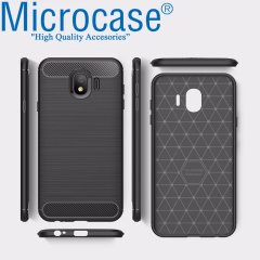 Microcase Samsung Galaxy J4 Brushed Carbon Fiber Silikon Kılıf